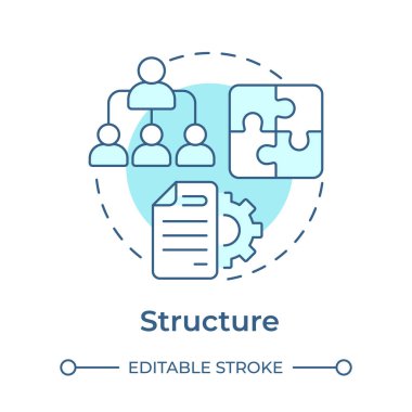 Yapı yumuşak mavi konsept simgesi. Roller, takım sorumlulukları. Nadler Tushman uyum çerçevesi. Yuvarlak şekil çizimi. Soyut bir fikir. Grafik tasarımı. Günlük paylaşımında kullanması kolay