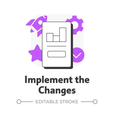 Uygulama düz taslak konsept simgesini değiştirir. Vardiya planlarını devreye sokun. Organizasyonel dönüşümün aşaması. Mor şekilli modern çizgi çizimi. Kavramsal görsel. Düzenlemesi kolay