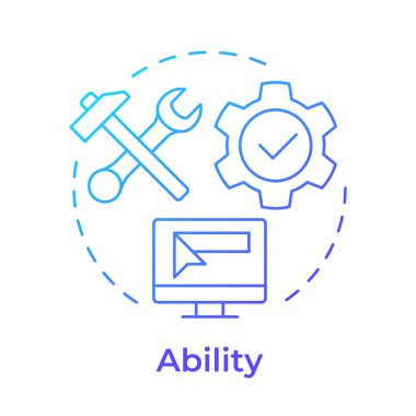 Yetenek mavisi gradyan konsept simgesi. Bilgiyi eyleme dönüştürmek. ADKAR modeli. Şirket yenilikçi çözümler entegrasyonu. Yuvarlak şekil çizimi. Soyut bir fikir. Grafik tasarımı. Kullanımı kolay