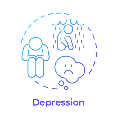 Depresyon mavi gradyan konsept simgesi. Bunalmış hissediyorum. Yas tutmanın beş aşaması. Organizasyon değişim yönetimi. Yuvarlak şekil çizimi. Soyut bir fikir. Grafik tasarımı. Kullanımı kolay