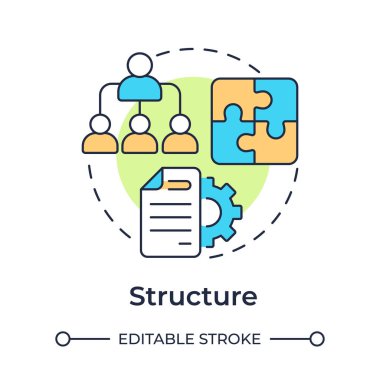 Yapı çok renkli konsept simgesi. Roller, takım sorumlulukları. Nadler Tushman uyum çerçevesi. Yuvarlak şekil çizimi. Soyut bir fikir. Grafik tasarımı. Günlük paylaşımında kullanması kolay