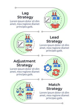 Kapasite yönetimi stratejileri bilgisel dikey dizilim. Şirkette verimlilik artışı. 4 adımlı görselleştirme bilgi tablosu. Daireler iş akışı. Montserrat Yarı Kalın, Lato Düzenli yazı tipleri