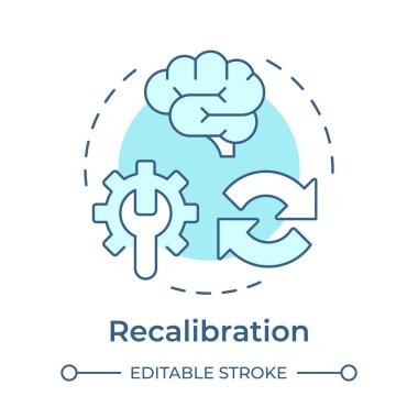 Yumuşak mavi konsept simgesini yeniden ayarlayın. Kaynaklar yeniden yapılandırılıyor. Kapasite yönetim süreçlerini hızlandırın. Yuvarlak şekil çizimi. Soyut bir fikir. Grafik tasarımı. Sunumda kullanması kolay