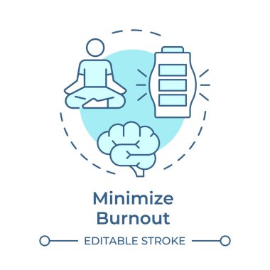Tükenmiş yumuşak mavi konsept simgesini en aza indir. İşgücü hizalanıyor. Kapasite yönetiminin faydaları. Yuvarlak şekil çizimi. Soyut bir fikir. Grafik tasarımı. Sunumda kullanması kolay