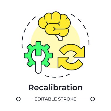 Çok renkli konsept simgesini yeniden ayarlayın. Kaynaklar yeniden yapılandırılıyor. Kapasite yönetim süreçlerini hızlandırın. Yuvarlak şekil çizimi. Soyut bir fikir. Grafik tasarımı. Sunumda kullanması kolay