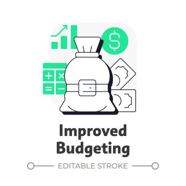 Düz ana hatlı konsept ikonunu geliştirmek. Finansal sürprizleri ve başarısızlıkları azaltır. Kapasite düzenlemesinin faydaları. Yeşil kabartmalı modern çizgi çizimi. Kavramsal görsel. Düzenlemesi kolay