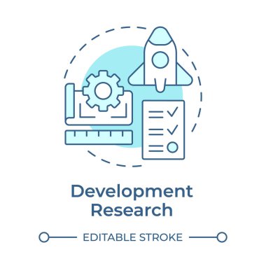 Araştırma geliştirme yumuşak mavi konsept simgesi. Kavrayışları somut sonuçlara dönüştürüyor. - Keşif. Yuvarlak şekil çizimi. Soyut bir fikir. Grafik tasarımı. Broşürde kullanması kolay