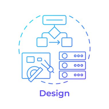 Mavi gradyan konsept simgesi tasarla. Veri yönetimi, organizasyon. Veritabanı, sunucular. Yuvarlak şekil çizimi. Soyut bir fikir. Grafik tasarımı. Bilgide ve sunumda kullanması kolay