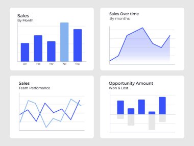 Satışlar takip raporu ui kontrol paneli seti. Takım performansı, takım çalışması. Finansal ölçüler, muhasebe. Saha güvertesi. Grafik tasarım sunumu slaytları. Veri görselleştirme. Kullanılan Montserrat yazı tipi