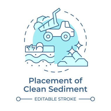 Temiz tortuların yerleştirilmesi yumuşak mavi konsept ikonu. Kirlenmemiş toprak ekliyorum. Islak arazi restorasyonunun aşaması. Yuvarlak şekil çizimi. Soyut bir fikir. Grafik tasarımı. Kitapçıkta kullanması kolay