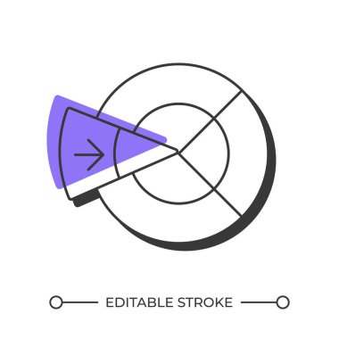 İstatistiksel diyagram gölge çizgi simgesini dengeledi. Veri yönetimi, organizasyon. Analiz, muhasebe. Koyu mor dolgulu kalın ana hatlı sembol. Modern düz çizim. Düzenlenebilir vuruş