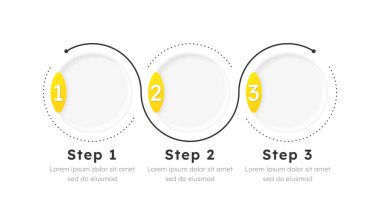 Yazılım geliştirme bilgi şablonu. Çalışma akışı şeması, verimlilik. Veri görselleştirmesi 3 adımda. Boş süreç vektör tasarımı. Düzenlenebilir boş seçenekler bilgi grafikleri. Kullanılan Lexend yazı tipi