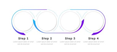 Teknoloji bilgi şablonu. Yazılım mühendisliği. Bulut işleniyor. Veri görselleştirmesi 4 adımda. Boş süreç vektör tasarımı. Düzenlenebilir boş seçenekler bilgi grafikleri. Kullanılan Lexend yazı tipi