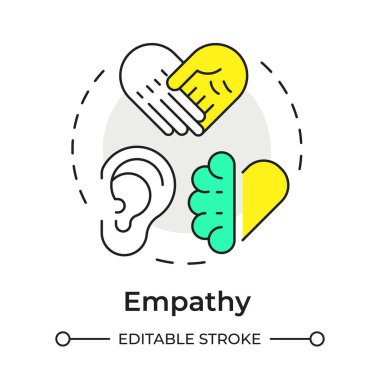 Empati çok renkli konsept simgesi. Hissedarların ihtiyaçlarını anlayın. Kurumsal sosyal sorumluluk direği. Yuvarlak şekil çizimi. Soyut bir fikir. Grafik tasarımı. Kitapçıkta kullanması kolay