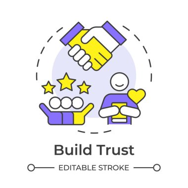 Güven çok renkli konsept simgesi oluşturun. Adil müşteri hizmetleri. İş sorumluluğu. Etik markalaşmanın faydaları. Yuvarlak şekil çizimi. Soyut bir fikir. Grafik tasarımı. Kitapçıkta kullanması kolay