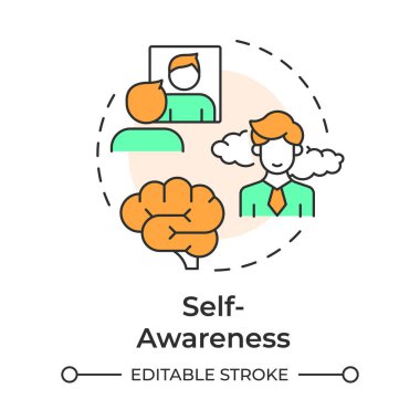 Self awareness multi color concept icon. Recognize mental state changes. Emotional regulation skills. Round shape line illustration. Abstract idea. Graphic design. Easy to use in article