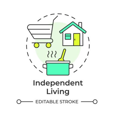 Independent living multi color concept icon. Ability to manage daily tasks without constant assistance. Life skill. Round shape line illustration. Abstract idea. Graphic design. Easy to use in article