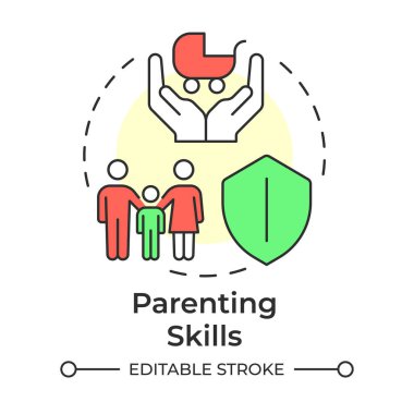 Parenting skills multi color concept icon. Raise children in healthy, supportive environment. Life competencies. Round shape line illustration. Abstract idea. Graphic design. Easy to use in article