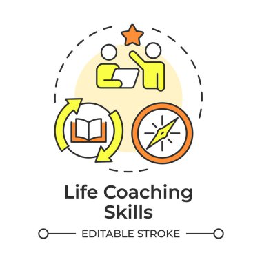 Life coaching skills multi color concept icon. Personalized guidance and mentorship. Achieve goals inspiration. Round shape line illustration. Abstract idea. Graphic design. Easy to use in article