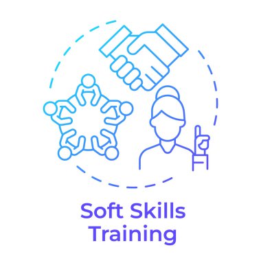 Yumuşak beceriler mavi gradyan konsept ikonu eğitiyor. Yaşam becerilerini geliştirme stratejisi. Kişisel yönetim. Yuvarlak şekil çizimi. Soyut bir fikir. Grafik tasarımı. Makalede kullanması kolay