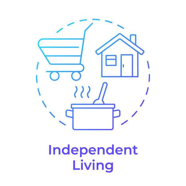 Independent living blue gradient concept icon. Manage daily tasks without constant assistance. Life skill. Round shape line illustration. Abstract idea. Graphic design. Easy to use in article