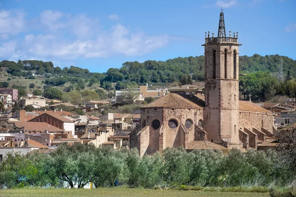 Panorama Aldeia Medieval Caldes Montbui Catalunha Espanha Espaço Cópia Vazio — Fotografia de Stock
