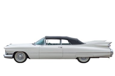 White retro car isolated on a white background