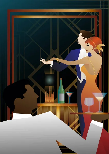 Nachtclub Met Mensen Die Dansen Alcohol Drinken Vector Illustratie Van — Stockvector