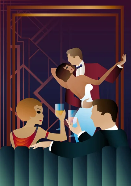 Ночной Клуб Люди Танцуют Пьют Алкоголь Векторная Иллюстрация Танцпола Кафе — стоковый вектор