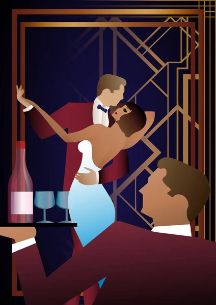 Nightclub People Dancing Drinking Alcohol Vector Illustration Dance Floor Cafe — Stock Vector