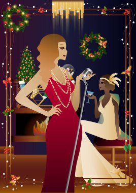 Noel arifesinde arkadaşlarıyla lüks bir restoranda ya da evde yediği şenlikli bir akşam yemeğinde iyi giyimli bir insan. Tatil kavramı, kış tatili, yeni yıl, Noel