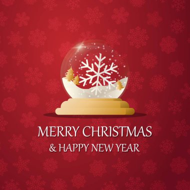 Kar altında kar tanesi olan mutlu noeller kar küresi. Yeni yıl hediyesi. Tatil kavramı, kış tatili, yeni yıl, Noel