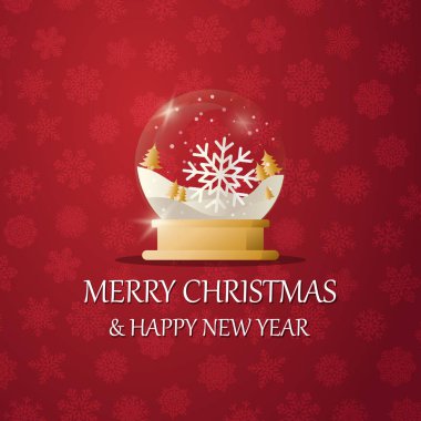 Kar altında kar tanesi olan mutlu noeller kar küresi. Yeni yıl hediyesi. Tatil kavramı, kış tatili, yeni yıl, Noel