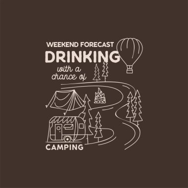 Sanat tarzında macera rozeti tasarımı. Açık havada, tişört grafikleri, tırnak içinde. Stok logo etiketi.