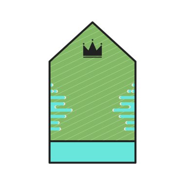 Blank Badge Shape Template in flat modern liquid style. Good for Anniversary Logo Templates. Wedding and birthday labels. Green and blue colors. Stock vector design.