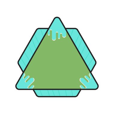 Blank Badge Triangle Shape Template in flat modern liquid style. Good for Anniversary Logo Template. Wedding and birthday label. Stock vector design.