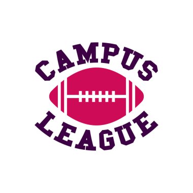 American football logo template-campus league. Rugby badge graphics isolated on white background. Sports label design. Stock vector illustration.
