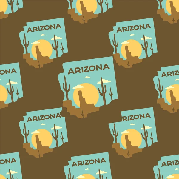 Patrón Camping Sin Costuras Fondo Pantalla Viaje Con Placas Arizona — Archivo Imágenes Vectoriales