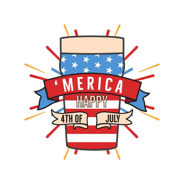 4Th July Typography Design Quote Merica Beer Independence Day Clipart — Stock Photo, Image