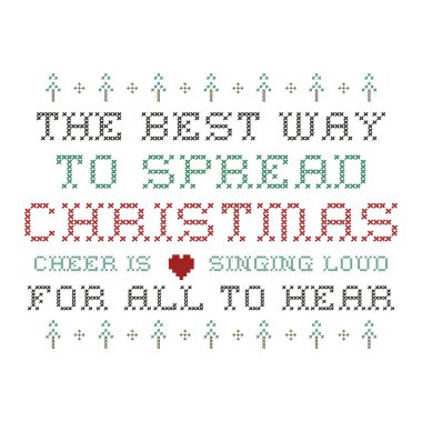 Christmas Silhouette tişört baskısı tasarımı - Noel neşesini yaymanın en iyi yolu herkesin duyması için yüksek sesle imzalamaktır. Mutlu noel rozeti beyaza izole edildi. İyi tatiller. .