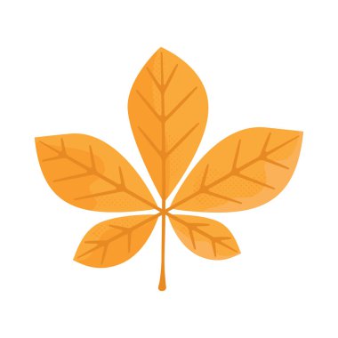 Sonbahar el klipslemesi. Sonbahar mevsimi sıcacık sembolü. Sonbahar mevsimi elementi, sarı kestane yaprağı. Renkli illüstrasyon biçin. Şükran Günü ikonu. Hisse tasarımı.