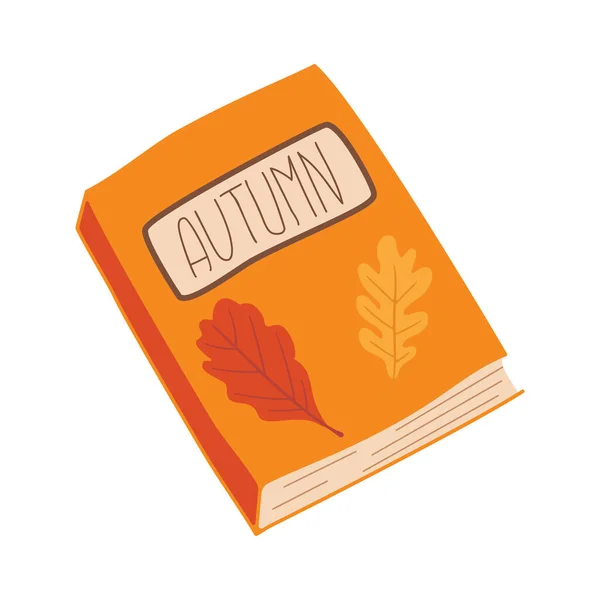 Autumn hand drawn clipart. Fall season cozy symbol. Autumn seasonal element - book. Harvest colorful illustration. Thanksgiving flat icon. Stock design.