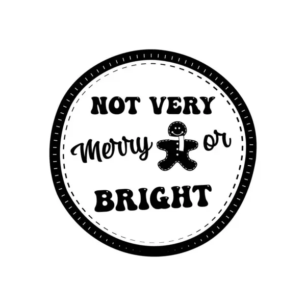クリスマスシルエットラウンドシングルTシャツプリントデザイン引用 あまりメリーや明るくはありません メリークリスマスバッジは白で孤立しました ハッピーホリデーストックデザイン ストック写真