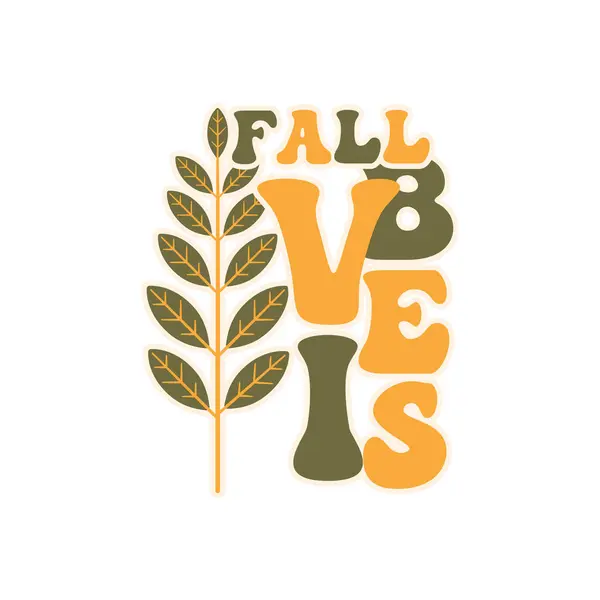 秋のイラスト 秋のバイブス引用 シャツ 昇華印刷のための秋の印刷物の設計 コージーな秋のロゴ 白い背景に隔離された在庫 ストック画像