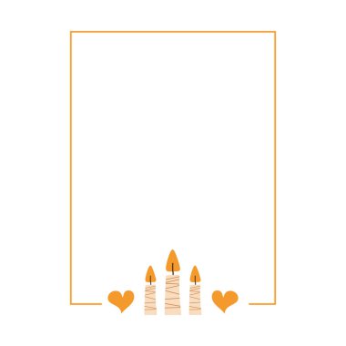 Noel kartı. Kış mevsimi rahat posteri. İçinde mumlar ve kalpler olan yeni yıl afişi. Hisse tasarımı.