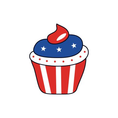 4 Temmuz unsuru. Amerika 'nın Bağımsızlık Günü sembolü ve ikonu - pasta. Düz stil Amerikan grafikleri. Stok vektörü.