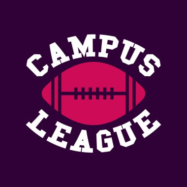 Amerikan futbol logosu kampüs şablon ligi. Rugby rozet grafikleri koyu arkaplanda izole edilmiş. Spor etiketi tasarımı. Stok illüstrasyonu.