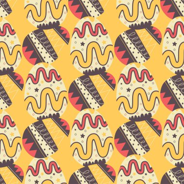 Paskalya yumurtaları. Sarı yumurtalı mutlu Paskalya arkaplanları. Düz renksiz, pürüzsüz tasarım. Stock Paskalya duvar kağıdı resimlemesi.