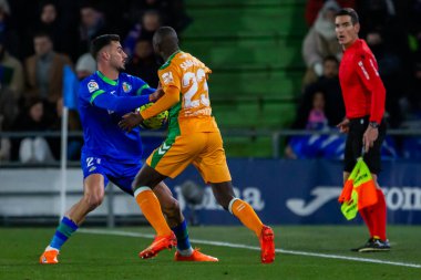 Madrid, Spain- January 28, 2023: Soccer match between Real Betis balonpie and Getafe F.C in Madrid.