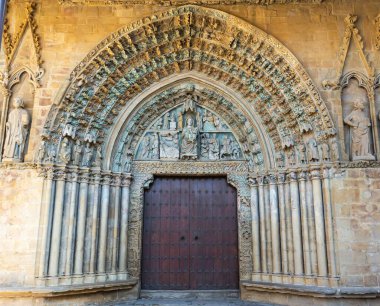 Mudejar and French Gothic style castle. ancient architecture. Castle rooms. Stone constructions. Castle of Navarre in Spain